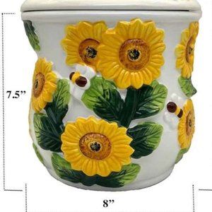 ACK 3-D Sunflower Hand Painted Cookie Jar